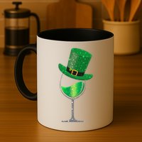 St Patricks Day Lucky Sparkly Wine Glass Mug