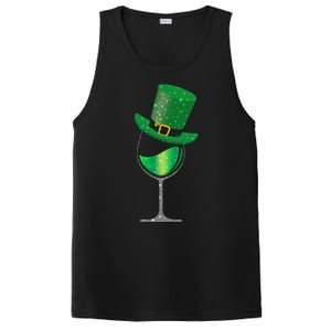 St Patricks Day Lucky Sparkly Wine Glass PosiCharge Competitor Tank