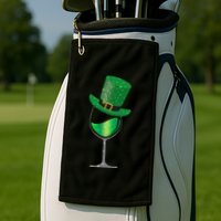 St Patricks Day Lucky Sparkly Wine Glass Golf Towel