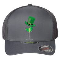 St Patricks Day Lucky Sparkly Wine Glass Flexfit Unipanel Trucker Cap