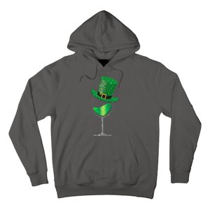 St Patricks Day Lucky Sparkly Wine Glass Hoodie