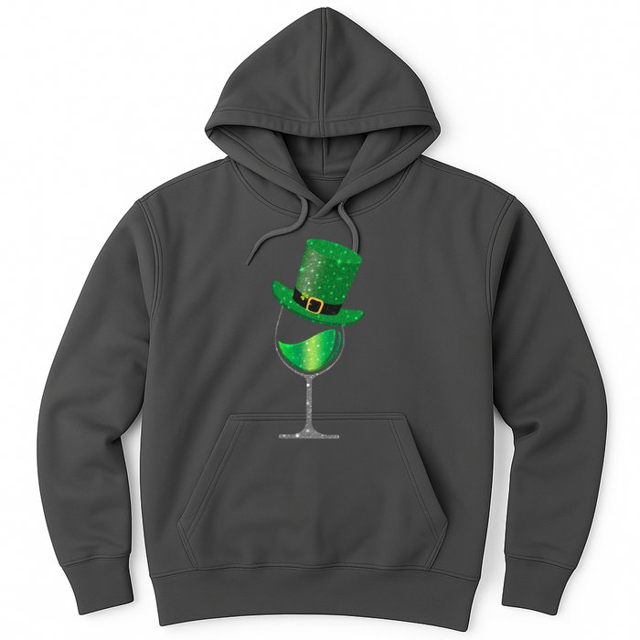 St Patricks Day Lucky Sparkly Wine Glass Hoodie