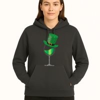 St Patricks Day Lucky Sparkly Wine Glass Hoodie
