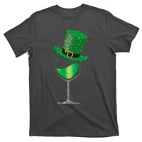 St Patricks Day Lucky Sparkly Wine Glass T-Shirt