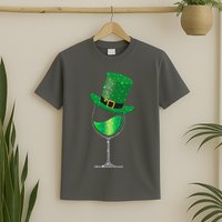 St Patricks Day Lucky Sparkly Wine Glass T-Shirt