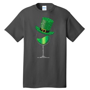 St Patricks Day Lucky Sparkly Wine Glass Tall T-Shirt