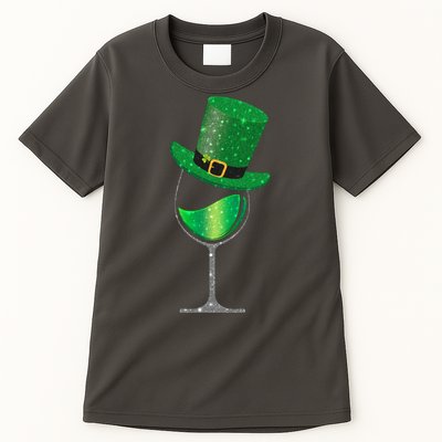 St Patricks Day Lucky Sparkly Wine Glass Tall T-Shirt