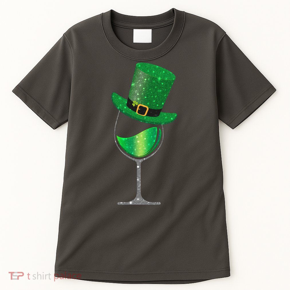 St Patricks Day Lucky Sparkly Wine Glass Tall T-Shirt