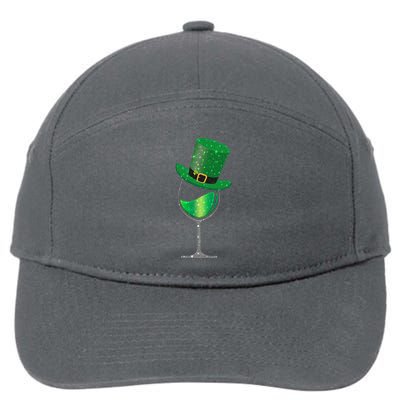 St Patricks Day Lucky Sparkly Wine Glass 7-Panel Snapback Hat