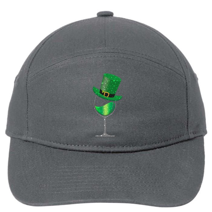 St Patricks Day Lucky Sparkly Wine Glass 7-Panel Snapback Hat