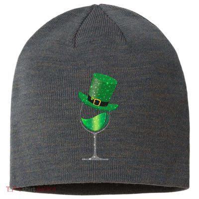 St Patricks Day Lucky Sparkly Wine Glass Sustainable Beanie