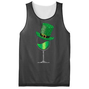 St Patricks Day Lucky Sparkly Wine Glass Mesh Reversible Basketball Jersey Tank