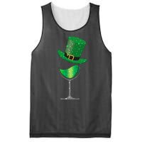 St Patricks Day Lucky Sparkly Wine Glass Mesh Reversible Basketball Jersey Tank