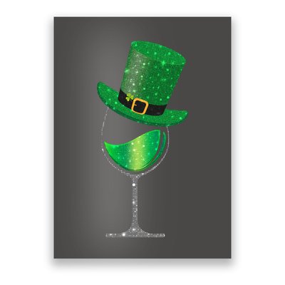 St Patricks Day Lucky Sparkly Wine Glass Poster