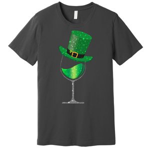 St Patricks Day Lucky Sparkly Wine Glass Premium T-Shirt