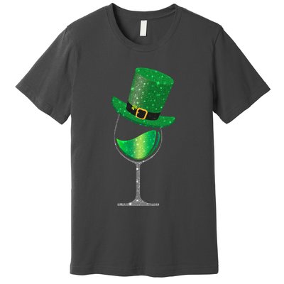 St Patricks Day Lucky Sparkly Wine Glass Premium T-Shirt