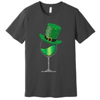St Patricks Day Lucky Sparkly Wine Glass Premium T-Shirt