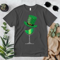 St Patricks Day Lucky Sparkly Wine Glass Premium T-Shirt