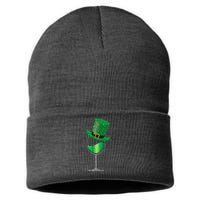 St Patricks Day Lucky Sparkly Wine Glass Sustainable Knit Beanie