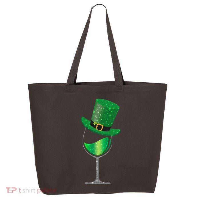 St Patricks Day Lucky Sparkly Wine Glass 25L Jumbo Tote