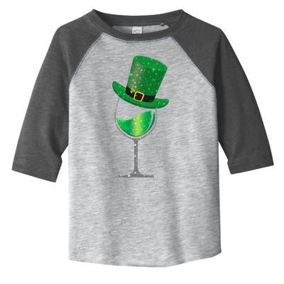 St Patricks Day Lucky Sparkly Wine Glass Toddler Fine Jersey T-Shirt