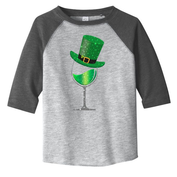 St Patricks Day Lucky Sparkly Wine Glass Toddler Fine Jersey T-Shirt