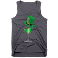 St Patricks Day Lucky Sparkly Wine Glass Tank Top