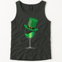 St Patricks Day Lucky Sparkly Wine Glass Tank Top