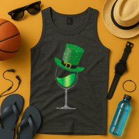 St Patricks Day Lucky Sparkly Wine Glass Tank Top