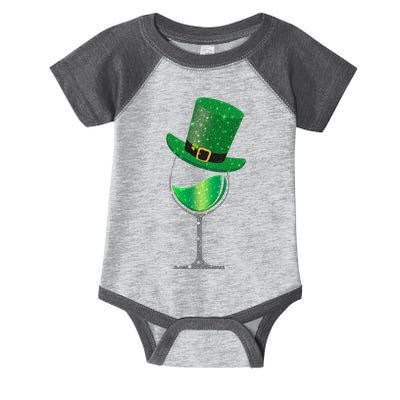 St Patricks Day Lucky Sparkly Wine Glass Infant Baby Jersey Bodysuit