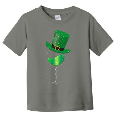St Patricks Day Lucky Sparkly Wine Glass Toddler T-Shirt