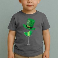 St Patricks Day Lucky Sparkly Wine Glass Toddler T-Shirt