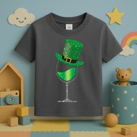 St Patricks Day Lucky Sparkly Wine Glass Toddler T-Shirt