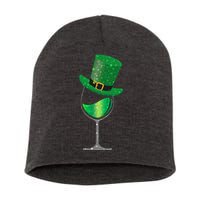 St Patricks Day Lucky Sparkly Wine Glass Short Acrylic Beanie
