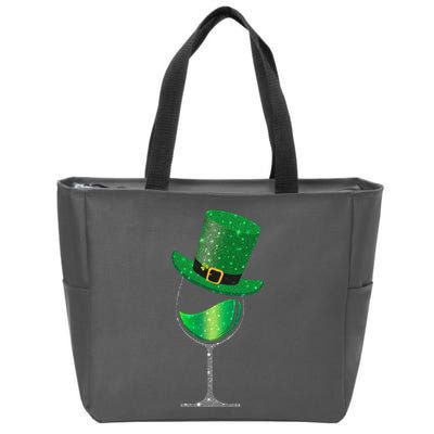 St Patricks Day Lucky Sparkly Wine Glass Zip Tote Bag