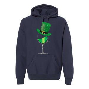 St Patricks Day Lucky Sparkly Wine Glass Premium Hoodie