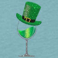 St Patricks Day Lucky Sparkly Wine Glass Sueded Cloud Jersey T-Shirt