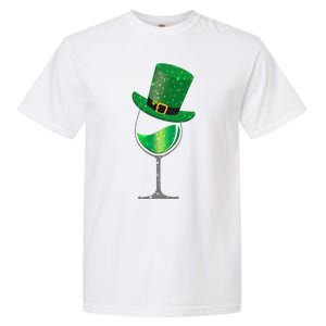 St Patricks Day Lucky Sparkly Wine Glass Garment-Dyed Heavyweight T-Shirt