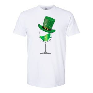 St Patricks Day Lucky Sparkly Wine Glass Softstyle CVC T-Shirt