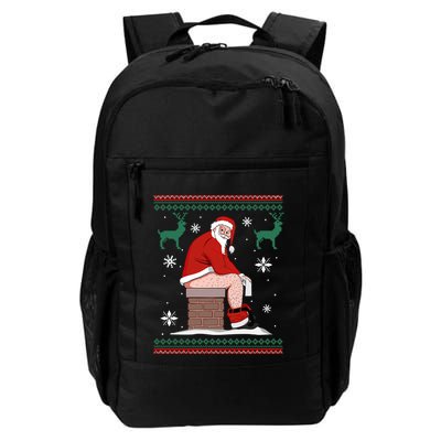 Santa Pooping Down The Chimney Ugly Christmas Sweater Gift Backpack