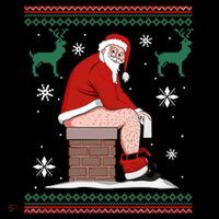 Santa Pooping Down The Chimney Ugly Christmas Sweater Gift Drawstring Bag