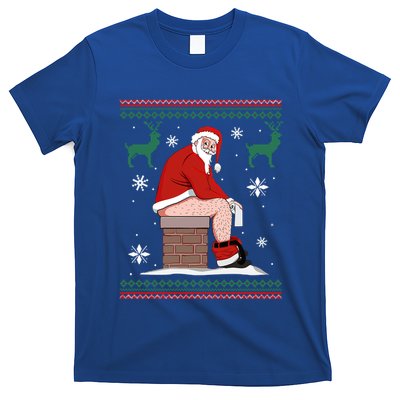 Santa Pooping Down The Chimney Ugly Christmas Sweater Gift T-Shirt