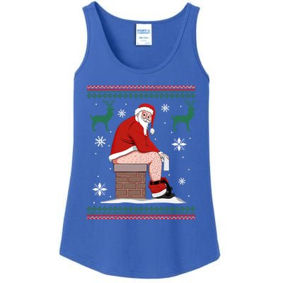 Santa Pooping Down The Chimney Ugly Christmas Sweater Gift Ladies Essential Tank