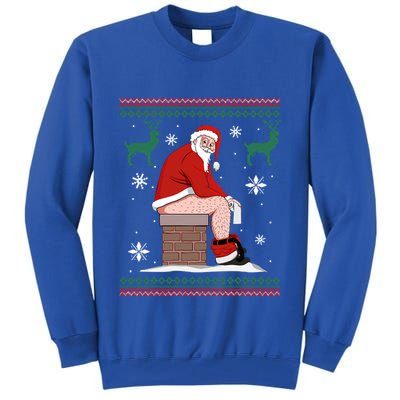 Santa Pooping Down The Chimney Ugly Christmas Sweater Gift Tall Sweatshirt