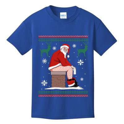 Santa Pooping Down The Chimney Ugly Christmas Sweater Gift Kids T-Shirt