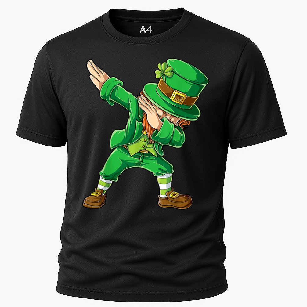 St Patricks Day Dabbing Leprechaun Boys Kids Men Dab Youth Cooling Performance Crew T-Shirt