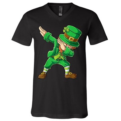 St Patricks Day Dabbing Leprechaun Boys Kids Men Dab Youth V-Neck T-Shirt