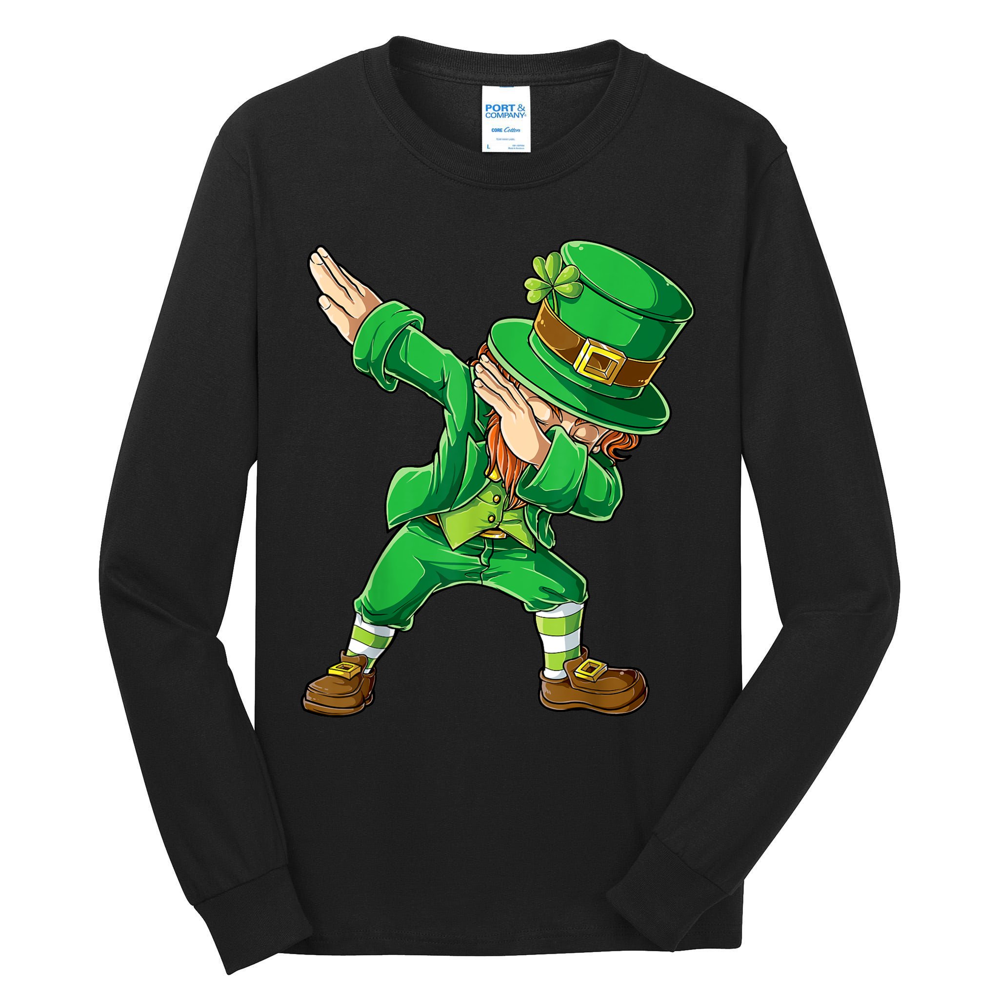 St Patricks Day Dabbing Leprechaun Boys Kids Men Dab Youth Tall Long Sleeve T-Shirt