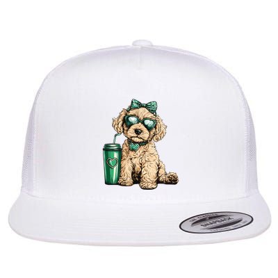St. PatrickS Day Poodle Lover Design For Dog Moms Flat Bill Trucker Hat