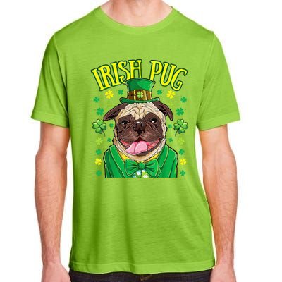 Saint Paticks Day Irish Pug Mom, Dad Rainbow Adult ChromaSoft Performance T-Shirt